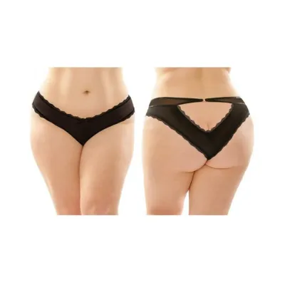 Dahlia Cheeky Hipster Panty With Lace Trim And Keyhole Cutout 6 pack Q s Black