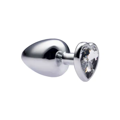 Kink Range Alloy Love Heart Gemmed Butt Plug 3 7 Inch White Large