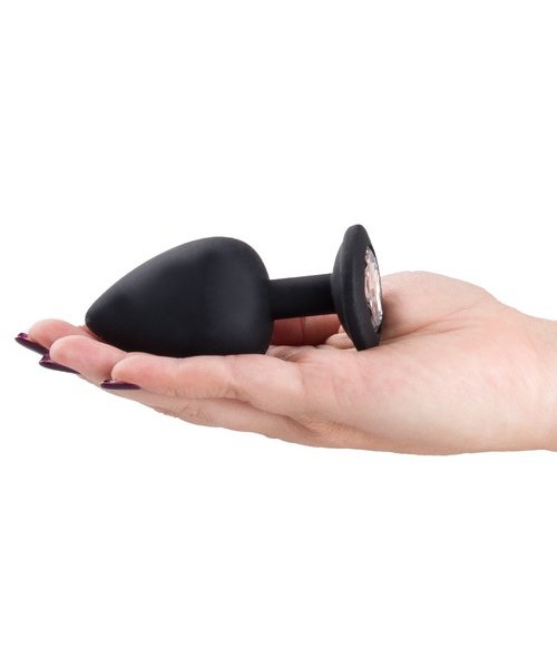 Bejewelled Black Silicone Jewelled Butt Plug – 2.5, 3 or 3.5 Inch — image 6 of 6