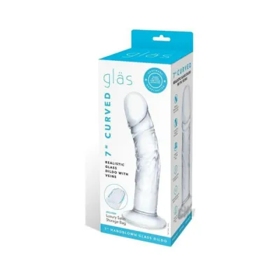Glas Curved Realistic Glass Dildo With Veins 7 In