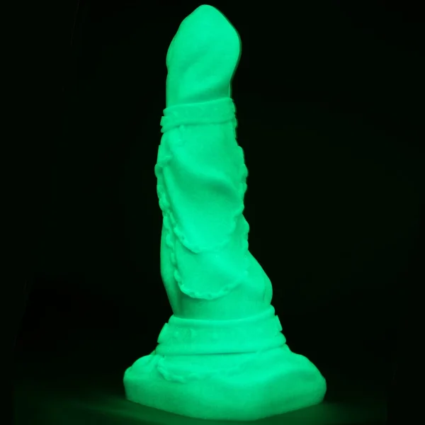 The Selene Goddess of the Moon 7.5" Silicone Fantasy Dildo By Uberrime - Glow-In-The-Dark Blue