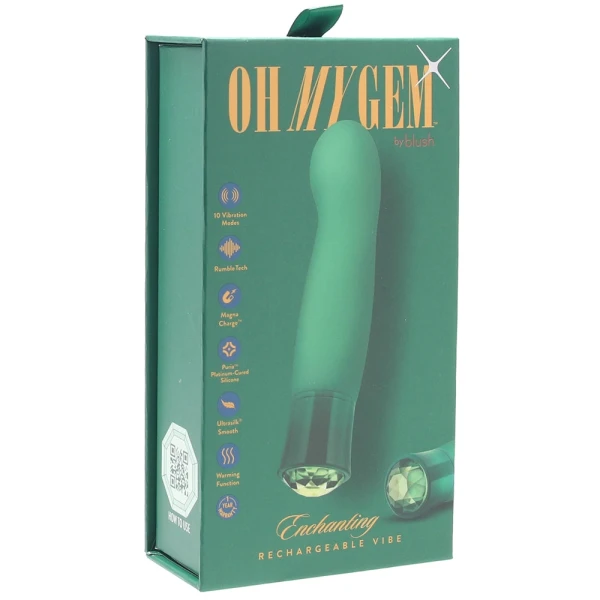 Oh My Gem Enchanting Rechargeable Waterproof Silicone Warming G-Spot Vibrator By Blush - Emerald