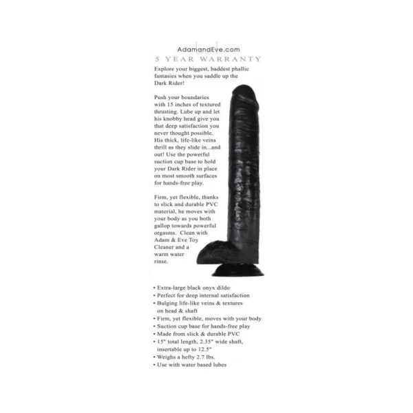 A&e Dark Rider 15 In. Dildo Black