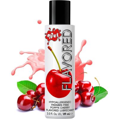 Wet Flavored Popp 39 n Cherry Water Based Lube 3oz