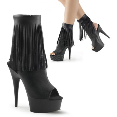 6 inches Heel 1 3 4 inches PF Open Toe Heel Fringe Bootie Side Zip