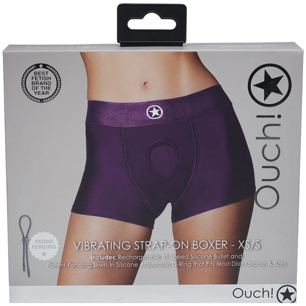 Ouch! Vibrating Purple Strap-on Boxer in XS/S