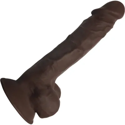 FleshStixxx 7 Inch Silicone Bendable Dildo With Balls Chocolate