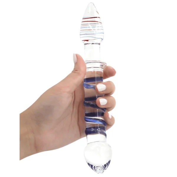 Dual-Ended Swirl Glass G-Spot / P-Spot Dildo & Anal Plug