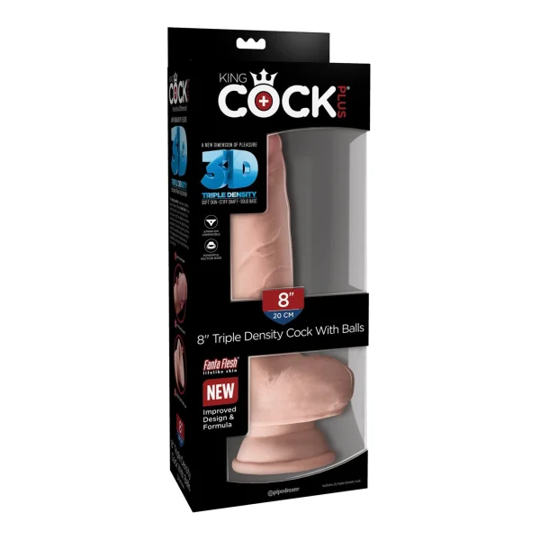 King Cock Plus 8" Triple Density Cock With Balls & Suction Cup Base - Vanilla