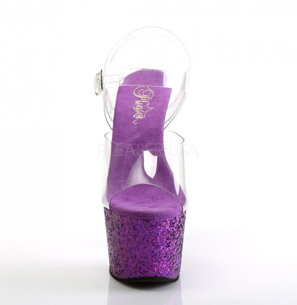 7 inches Heel, 2 3/4 inches PF Ankle Strap Sandal w/ Glitter Bottom — image 14 of 25