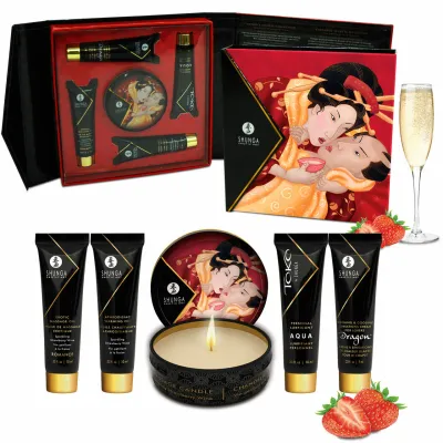 Shunga GEISHA S SECRETS ORGANICA Sparkling Strawberry Wine Getaway Kit