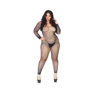 Crystalized Seamless Fishnet Long Sleeved Bodystocking