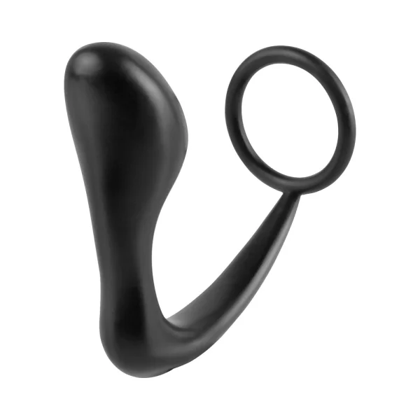 Ass-Gasm Silicone Cockring Plug - Black — image 8 of 12