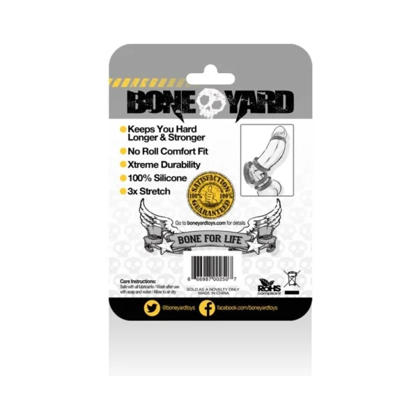 Boneyard Silicone Cock Ring 2 inches Black