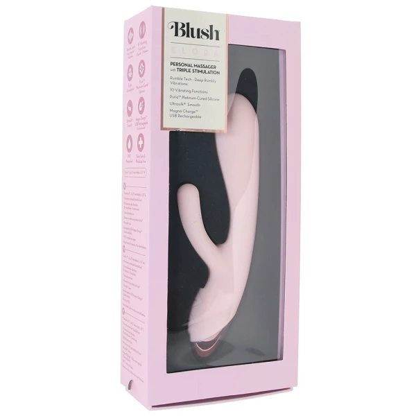 Elora Rechargeable Waterproof Silicone Rabbit Style Dual Stimulation Vibrator By Blush - Pink