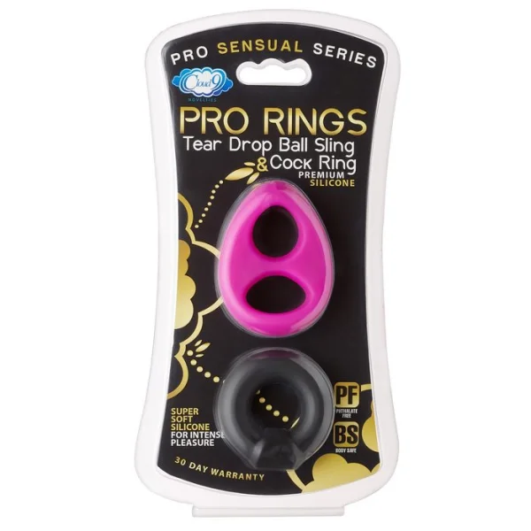 Cloud 9 Teardrop Silicone Cock Ring & Ball Sling Set