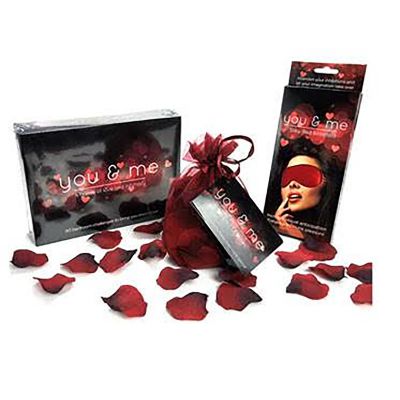 You And Me Lovers Bundle Couples Game with Blindfold Rose Petals