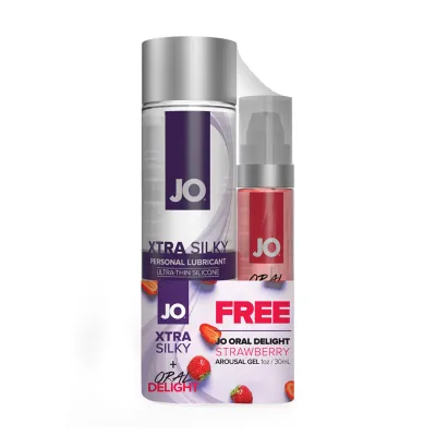 JO Xtra Silky Silicone and Strawberry Oral Delight Gift Set