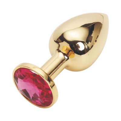 Jewelled Butt Plug Small Gold Pink