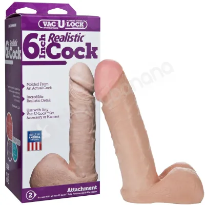 Doc Johnson 6 Realistic Cock Vac U Lock Attachment Dildo