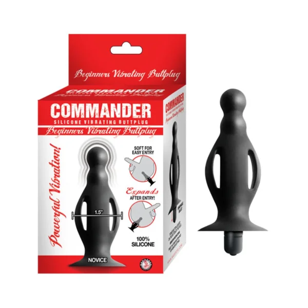 Commander Beginners Vibrating Buttplug Removeable Bullet Suction Cup Base Silicone Black — image 5 of 9