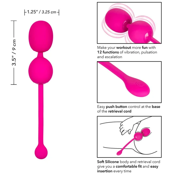 Rechargeable Silicone Vibrating Dual Kegel Balls By CalExotics - Pink