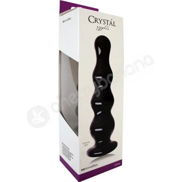 Crystal Ripples Black Rippled Butt Plug