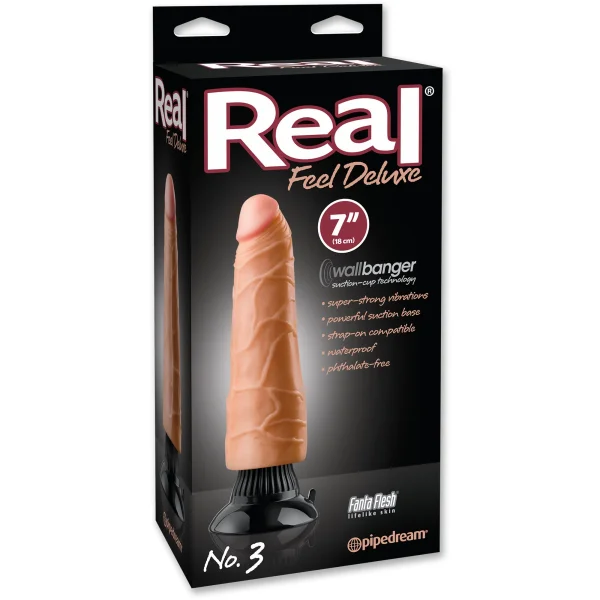 Real Feel Deluxe No. 3 - 7" Suction Cup Vibrating Dildo - Vanilla