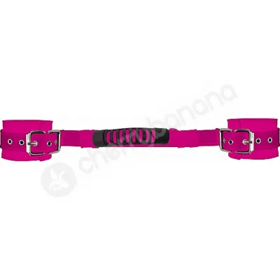Ouch Pink Adjustable Leather Handcuffs