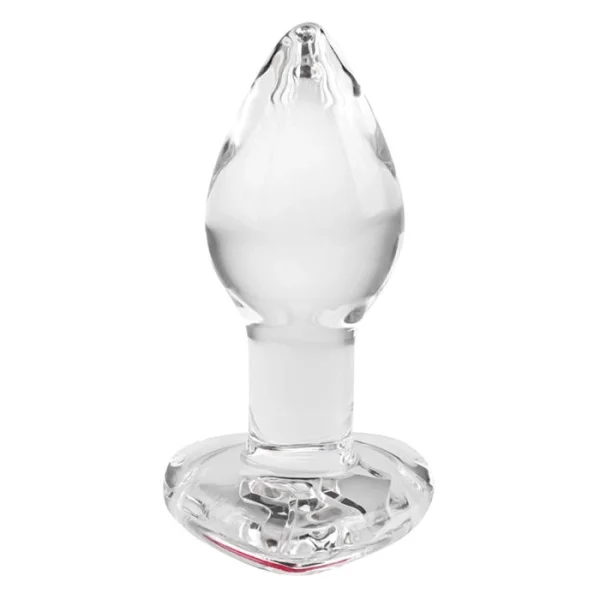 Adam & Eve Small Red Heart Gem Glass Plug