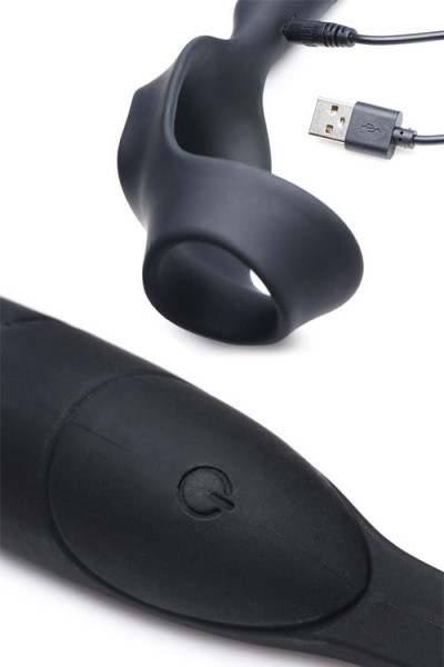 Alpha-Pro P-Bomb Cock & Ball Ring with Vibrating Anal Plug
