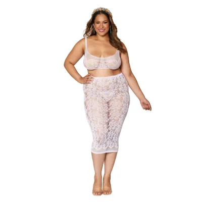 Bralette and Slip Skirt Queen Size White