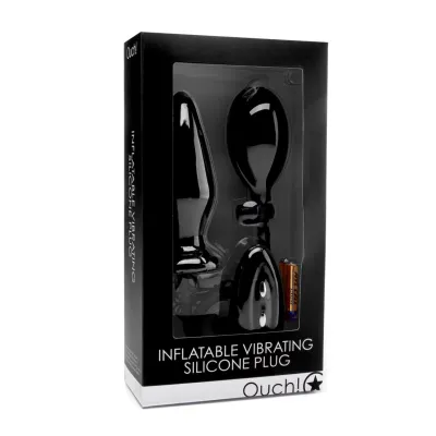 Inflatable Vibrating Silicone Plug Black