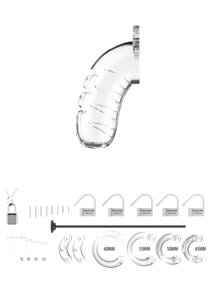 Man Cage 16 Male 4.5 Inch Clear Chastity Cage With Urethal Sound — image 5 of 6