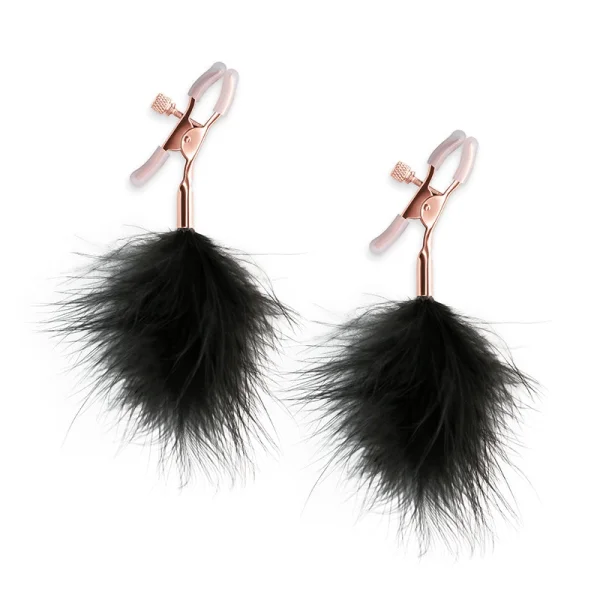 Bound Adjustable F1 Feather Nipple Clamps by NS Novelties - Rose Gold & Black