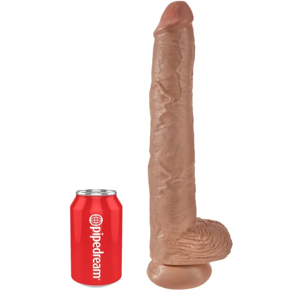 King Cock 14" Suction Cup Dildo With Balls - Caramel