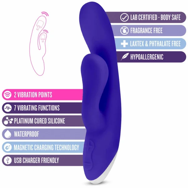 Hop Trix Silicone Dual Stimulation Vibrator By Blush - Midnight