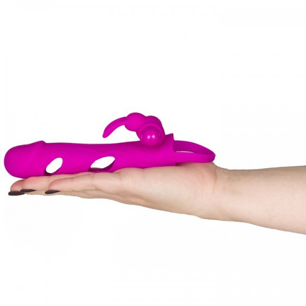 Bondara Magenta Silicone Vibrating Rabbit Cock Sleeve — image 4 of 4