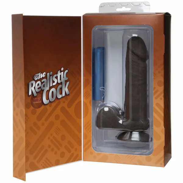 Doc Johnson The Realistic Cock UR3 6" - Vac-U-Lock Compatible Suction Cup - Chocolate