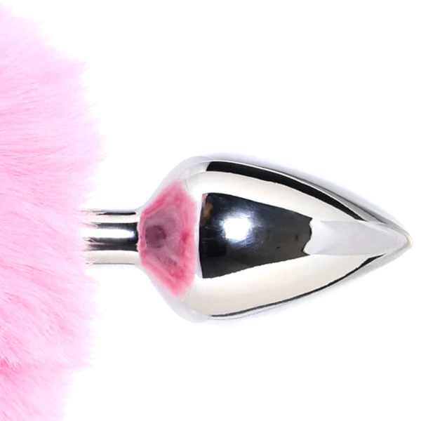 WhipSmart 3 Inch Fluffy Bunny Metal Plug in Pink — image 6 of 6