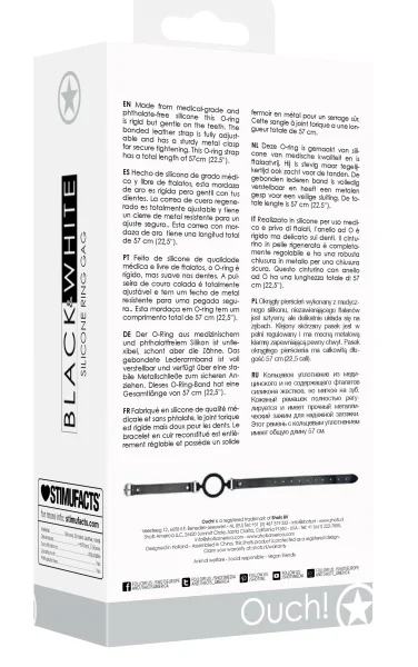 Silicone Ring Gag With Adjustable Bonded Leather Staps - Black