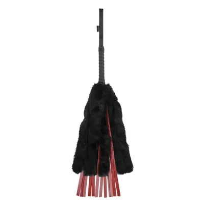 Saffron Faux Fur Flogger Black red