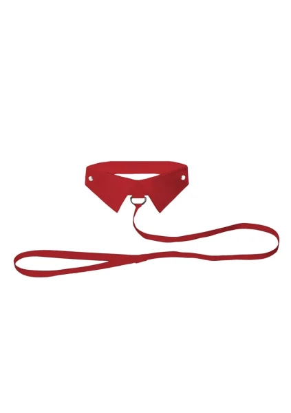 Classic Collar With Leash - Red