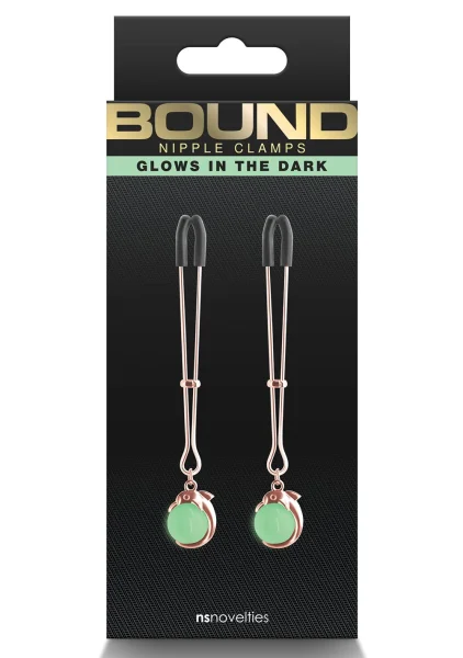 Bound Adjustable G1 Glow In The Dark Nipple Clamps by NS Novelties - Gunmetal