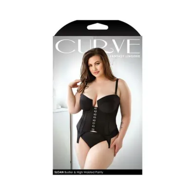 Fantasy Lingerie Curve Sloan Cropped Bustier With Molded Cups High Waisted Panty