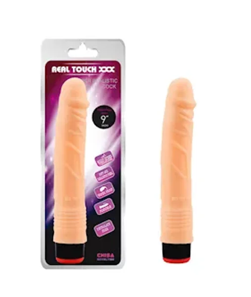 Real Touch Vibrating Cock - Flesh - 9 Inch — image 4 of 4