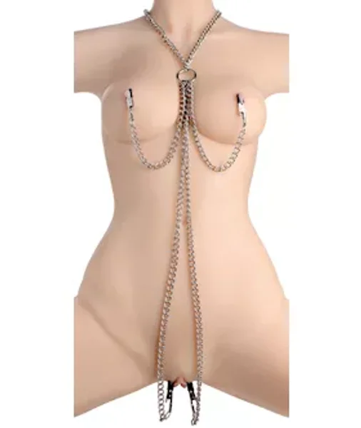 Collar Nipple And Clit Clamp Set - Silver — image 2 of 2