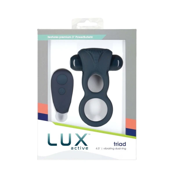 Lux Active Triad 4.5 In. Vibrating Dual Ring Silicone Black — image 11 of 14