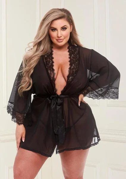 Sheer Chiffon & Lace Robe — image 11 of 13