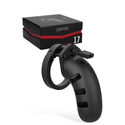 Shots Toys Large Black Silicone Cock Cage with Metal Lock